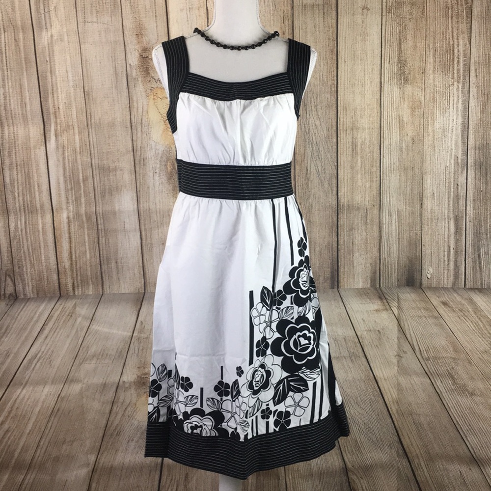 Ana Black And White Floral Dress Size 10